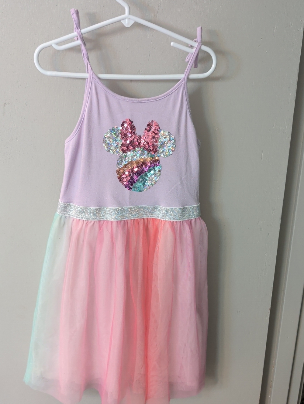 Disney Pink & Mint Sequin Minnie Bow Tulle Dress